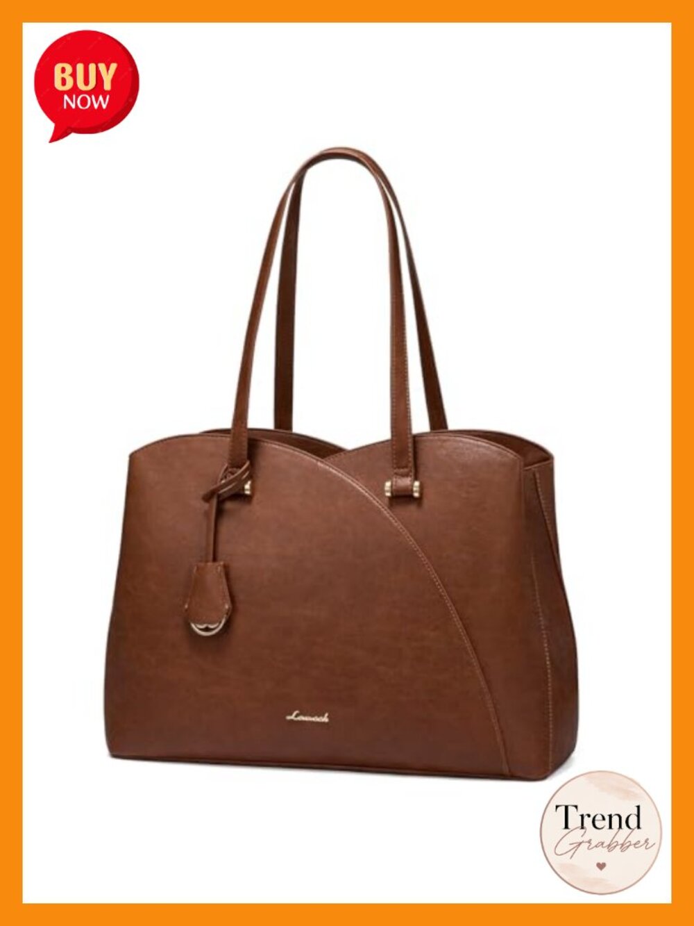 Vintage Leather Laptop Tote Bag for Women Work Teacher Bag 15.6 Inch